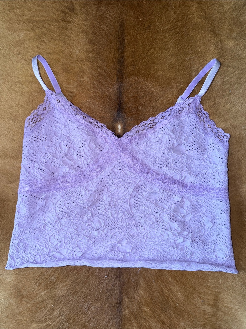BDG UO Lilac Lavender Lace Cami Tank Top Size Large Y2K Stretchy Adjustable